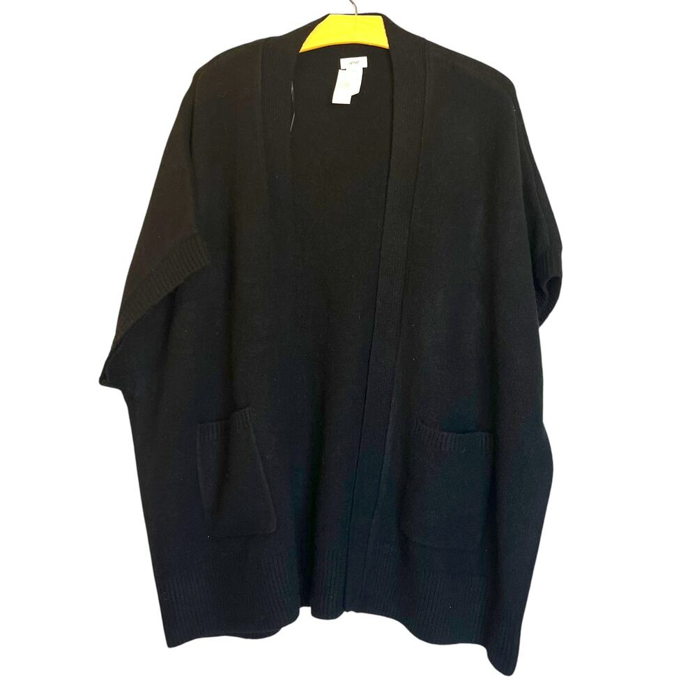NWT Aerie Cozy Knit Short Sleeve Oversized Cardigan Wrap Sweater Black Size XS/S
